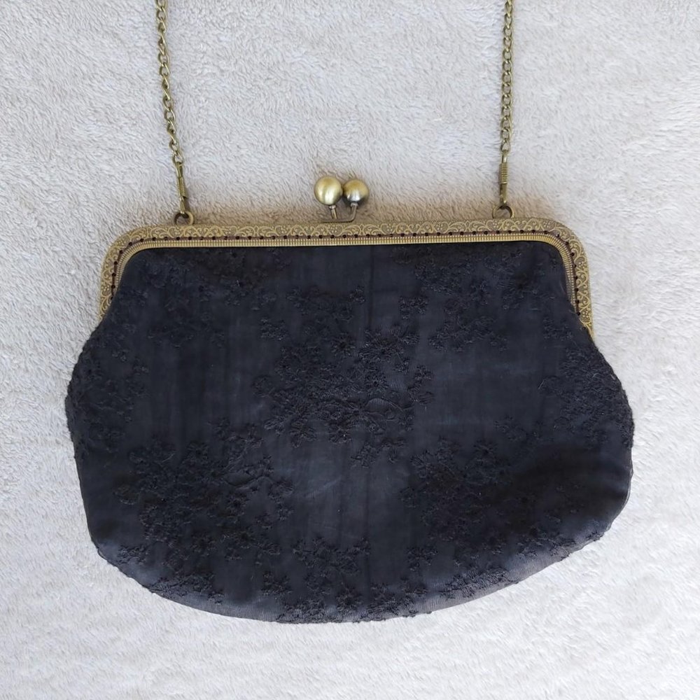 brand new textured floral patterned handsewn Shanghai crossbody to clutch bag